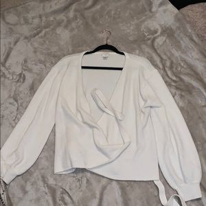 White fluffy crop top